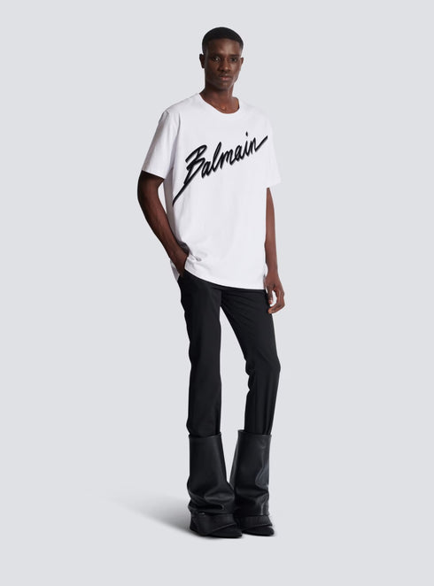 BALMAIN FLOCKED LETTER LOGO T-SHIRT